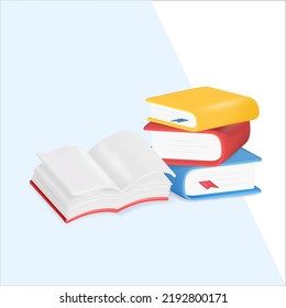 3d Books icon for web design isolated, Education and online class concept. Eps 10 Vector.