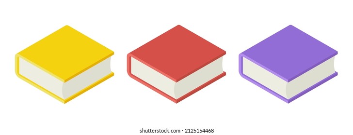 3d books set. Multicolored books. Vector clipart isolated on white background.