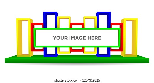 3d booth display box exhibition with blank space for image. Vector editable isolated.