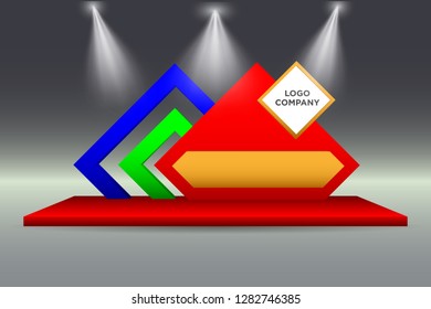 3d booth exhibition backdrop with blank space for logo company. Vector editable isolated.