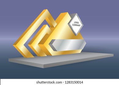 3d booth exhibition backdrop with blank space for logo company. Vector editable isolated.