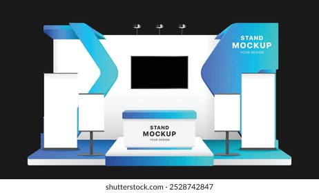 3D estande evento exposição modelo de maquete trabalho autofeito não AI-made