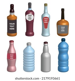 3D bottle designs vector. High quality bottle designs with source file