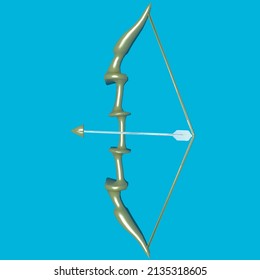 arco 3D y flecha. Ilustración de cañón de caza vectorial y arco. Vintage gun.