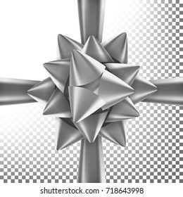 3D Bow Ribbon Vector. Beautiful Bright Ribbon. Decoration For Birthday Gift, Anniversary, Party Design. Isolated On Transparent Background Illustration.
