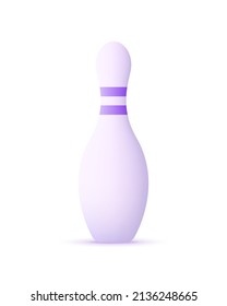 3D Bowling pin isolated on white background. Competition, sport concept. Can be used for many purposes. Trendy and modern vector in 3d style.