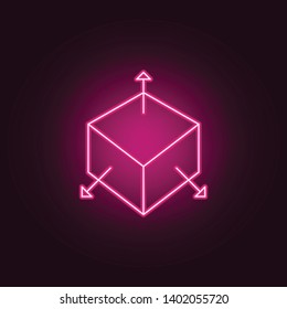 3d box with arrows neon icon. Elements of Measure set. Simple icon for websites, web design, mobile app, info graphics