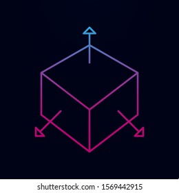 3d box with arrows nolan icon. Simple thin line, outline vector of measure icons for ui and ux, website or mobile application