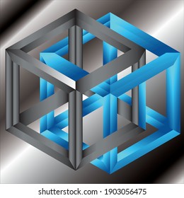3D-Box schwarz-blau