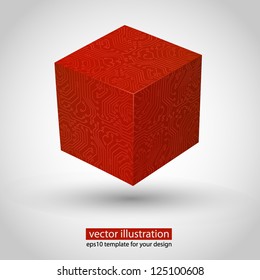 3d box circuit board stile. Red variant