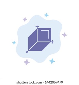 3d, Box, Cuboid, Design Blue Icon on Abstract Cloud Background