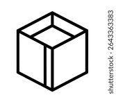 3D Box Dimension Outline Icon on White Background – Vector Illustration for Packaging, Logistics, and Measurement Tools
