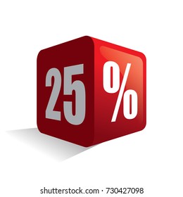 3d box discount 25%  icon label for promotion