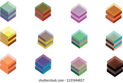 3d box  folded combinations translucent for abstract logo of icons