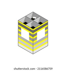 3d box with four holes on it and decorated with peace flag on it