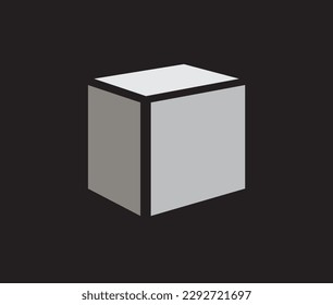 3D box   gray color black back ground