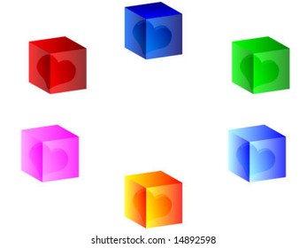 3d box with heart