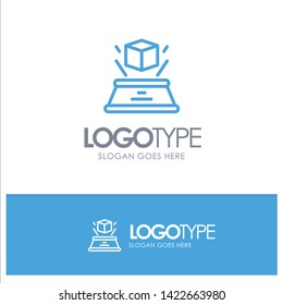 3d, Box, Hologram, Imagination, Presentation Blue outLine Logo with place for tagline