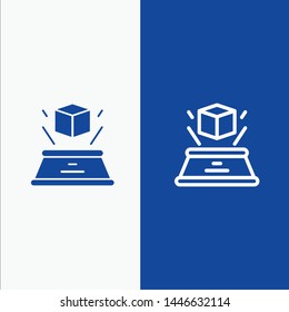 3d, Box, Hologram, Imagination, Presentation Line and Glyph Solid icon Blue banner Line and Glyph Solid icon Blue banner