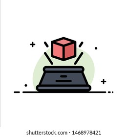 3d, Box, Hologram, Imagination, Presentation  Business Flat Line Filled Icon Vector Banner Template. Vector Icon Template background