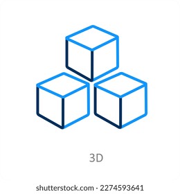 3d and box icon concept