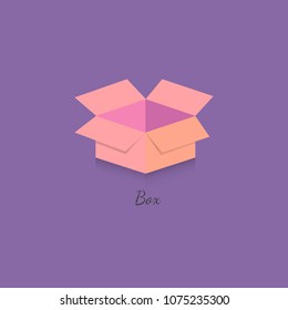 3D box, icon geometric, vector, hand drawn, graphic advertising, color purple