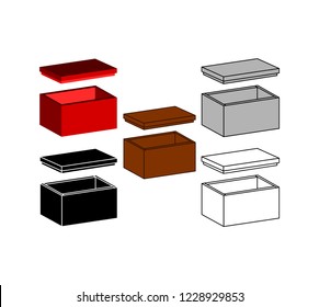 3d box icon on a white background Design for print and on-site packaging.