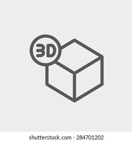 3D box icon thin line for web and mobile, modern minimalistic flat design. Vector dark grey icon on light grey background.