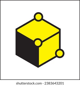 3d box illustration vector design with black and yellow colors. suitable for logos, icons, posters, t-shirt designs, stickers, advertisements, companies, concepts, websites.