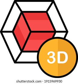 3d box Model concept vector color icon design, additive manufacturing Symbol on white background, Data Visualization Symbol, 3D printer stock illustration