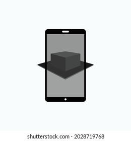 Caja 3D en el icono superior del Smartphone. Símbolo realista: vector.