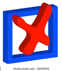 3D box with red x or no as choice - vector