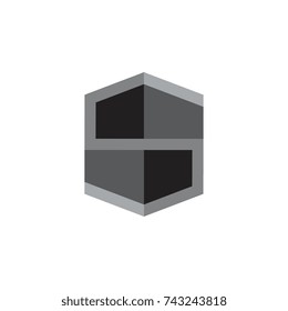 3D box with S letter and up down arrow logo design vector