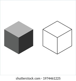 3d box square. Grey color combination, with outline style. EPS 10