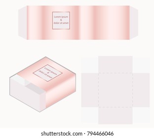 3d box template golden pink 