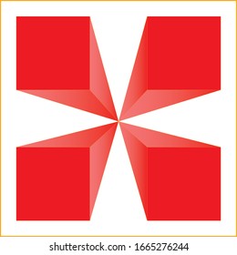 3D box vector, red color EPS 10, rezisable, abstract style.