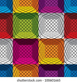 3d Boxes Seamless Pattern, Vector Background.