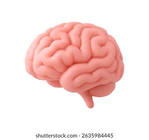 3d Brain icon. Human brain isolated on white background. Mental health or mind inspiration concept. 3d rendering. Vector illustration