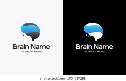 Diseño de plantillas de logotipo cerebral 3D, ilustración vectorial del logotipo educativo
