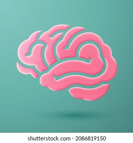 3D brain silhouette icon vector illustration isolated on green background