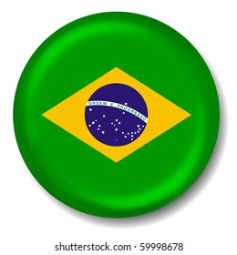 3D Brazil Flag Button