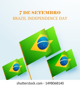 3D Brazil Flag Illustration for Independence Day