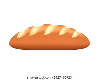 3D-Brotsymbol. Cartoon Minimal Style. In: Food Vector Illustration.