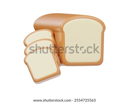 3d bread icon isometed illustration