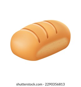 3d bread icon render isolated on white background. suitable for ui ux design. Bread or loaf. 3d vector icon. Cartoon minimal style. Food illustration