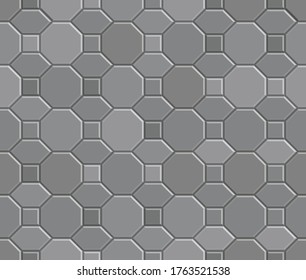 3D brick stone pavement, gray seamlese pattern, illustration background
