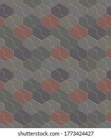 3D brick stone pavement, gray seamlese pattern, illustration background