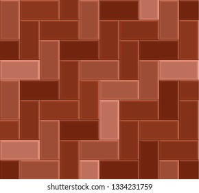 3D brick stone pavement, red pathway vector pattern, sidewalk texture