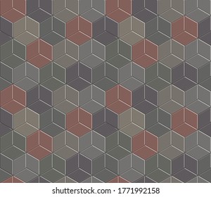 3D brick stone pavement, seamless pattern, illustration construction background