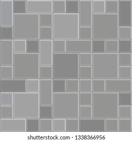 3D brick stone pavement texture background, gray vector illustration pattern 